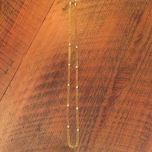 Brushed Gold Snake Chain Necklace w Small Stones